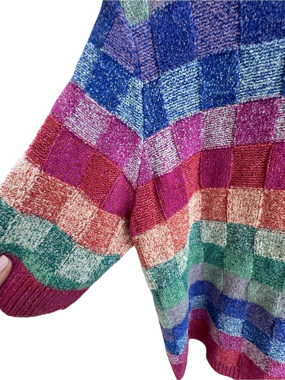Free People Sweater Top Women Medium Pink Blue Short Sleeve Knit Hudson M - Picture 5 of 9